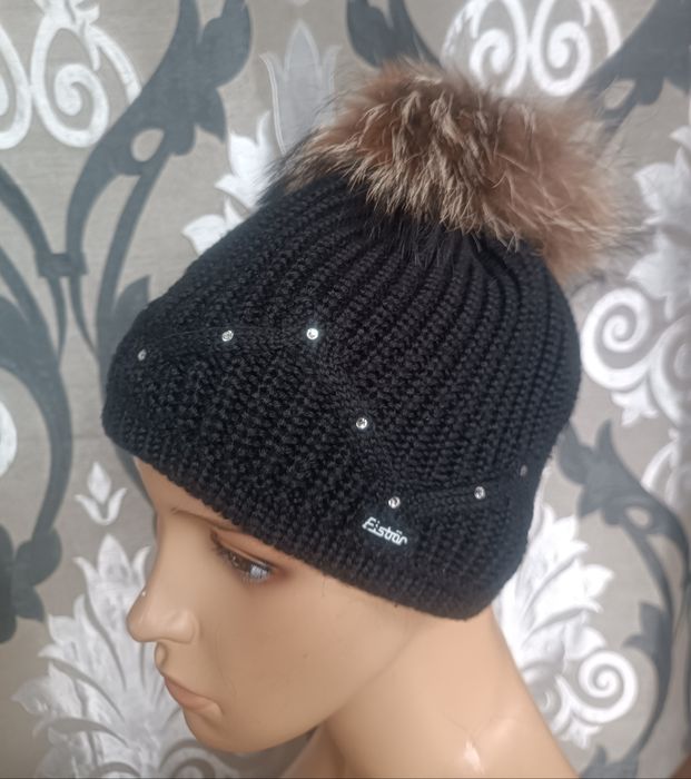 Eisbar czapka z pomponem naturalny jenot damska wełna merino damska