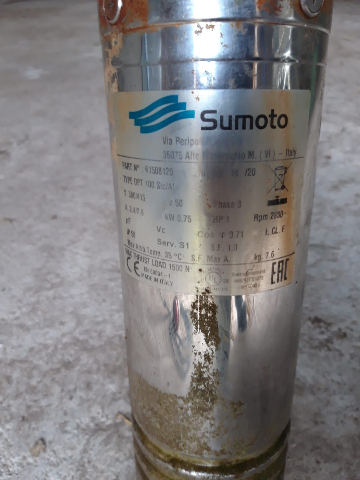 Pompa głębinowa 0.75 kw
