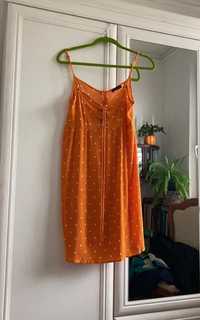 Sukienka pomarańczowa letnia w groszki w grochy 36, S