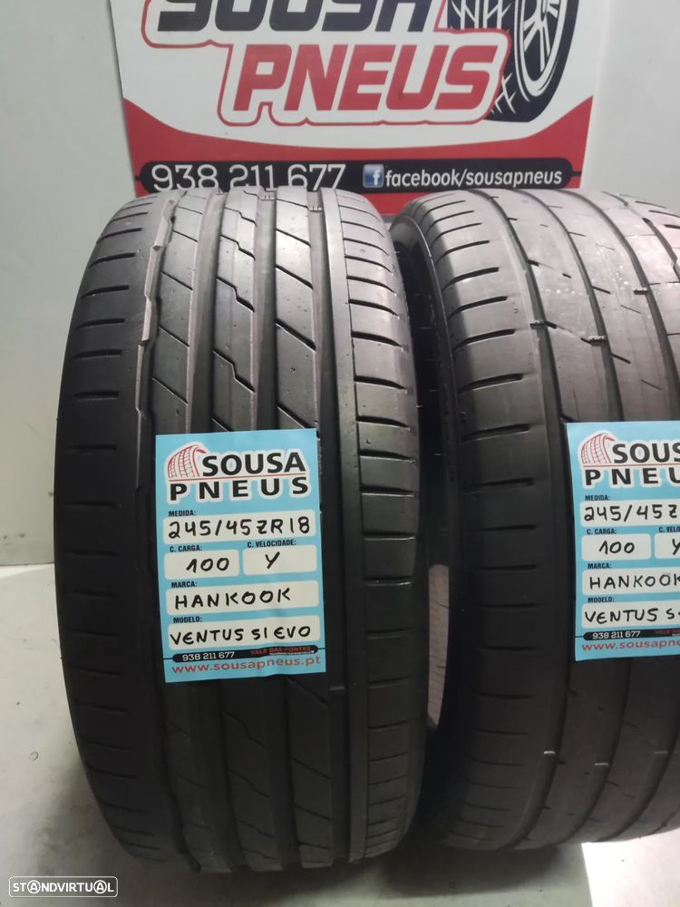 2 pneus semi novos 245-45r18 hankook - oferta dos portes