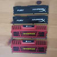 Pamięć RAM 4GB Corsair Vengeance x2, FURY Hyperx x2. DDR3