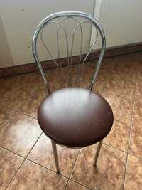 Krzesło krzesła kuchenne VENUS tapicerowane ECO Skóra Brązowe Chrom