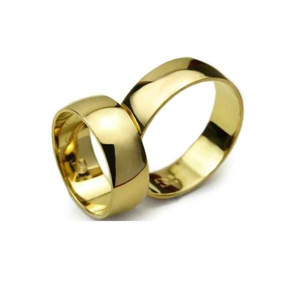 Obrączki ślubne klasyczne półokrągłe żółte złoto 585 szerokie 7mm