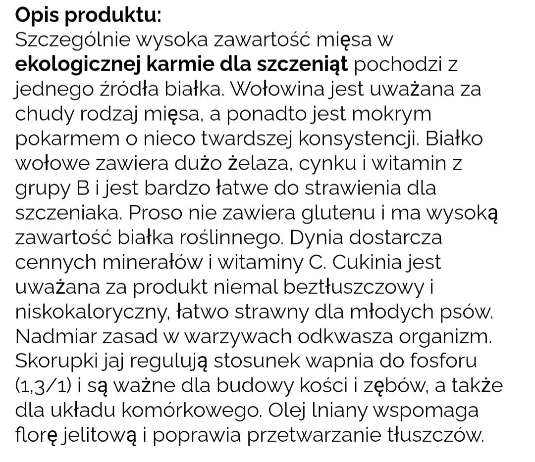 48x200g Liebesgut 76% Mięsa bez ZBÓŻ PREMIUM BIO WOŁOWINA dla PSA na