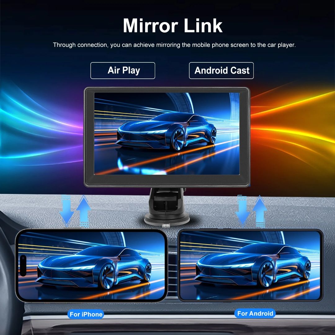 Auto rádio Portátil universal 7" Carplay Android auto
