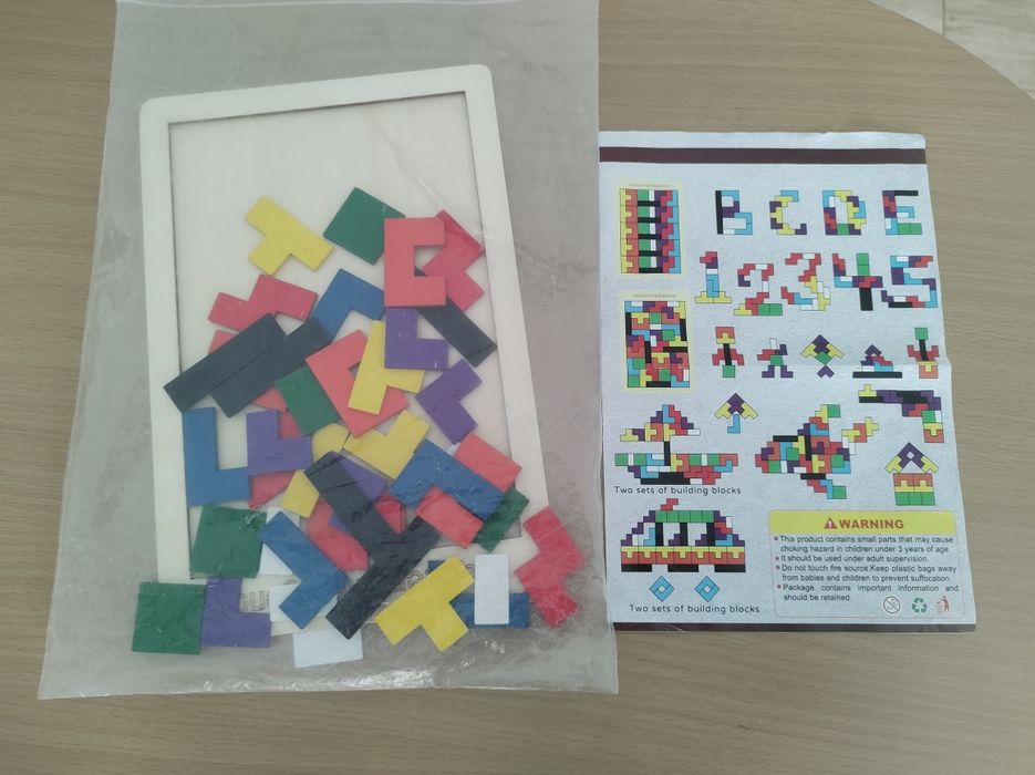 Drewniane puzzle, klocki edukacyjne, kreatywne