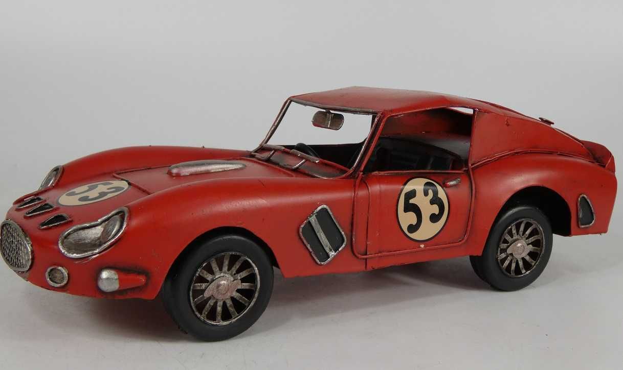 Metalowy model auto samochód RETRO pojazd wyścigowy czerwony 28 cm