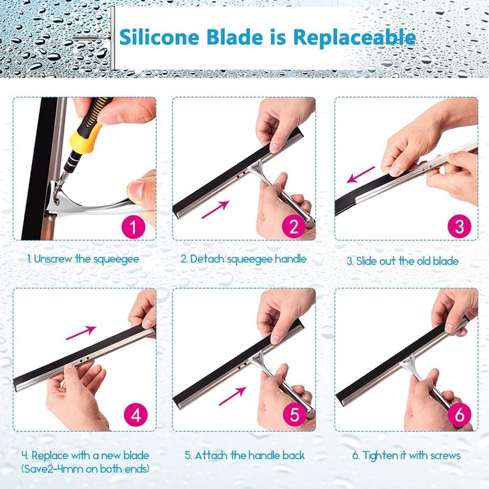 Rurka prysznicowa ze stali nierdzewnej z silikonową wycieraczką