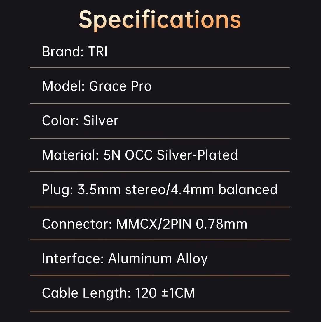 ⇒ TRI Grace Pro (2Pin/MMCX) - сменный кабель для наушников (3.5/4.4)