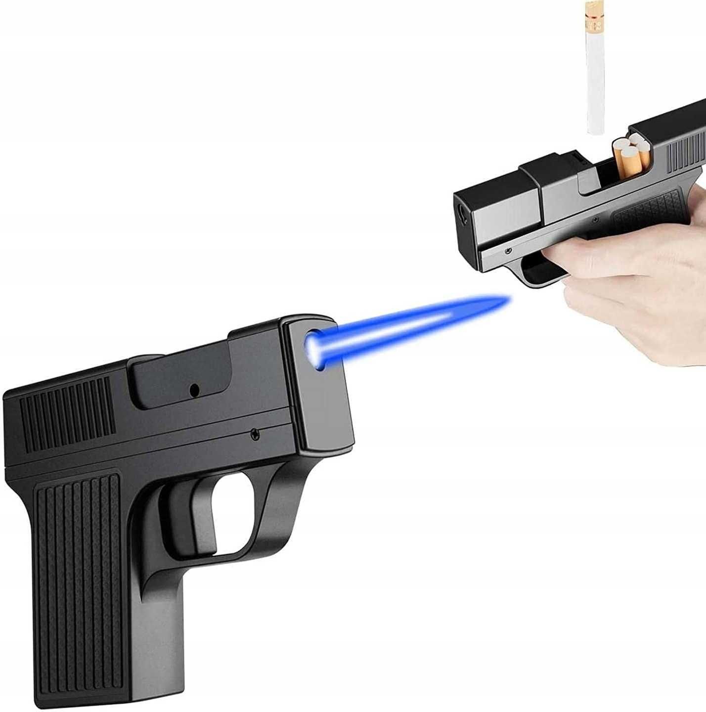 Papierośnica 10 Papierosów Zapalniczka Pistolet Prezent