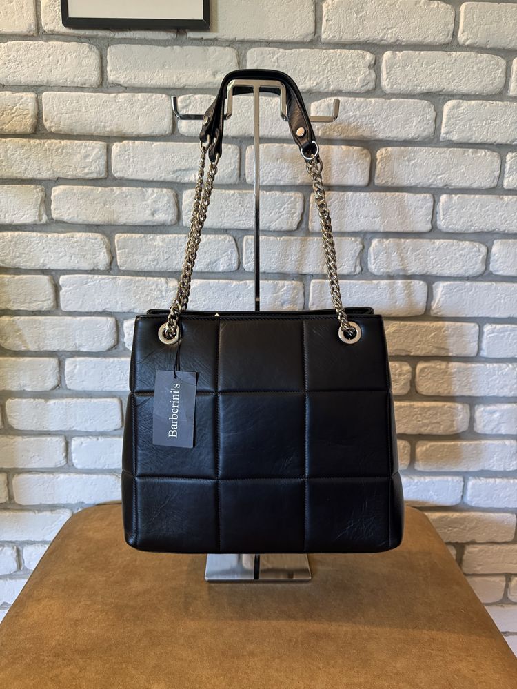 Torba shopper skórzana czarna