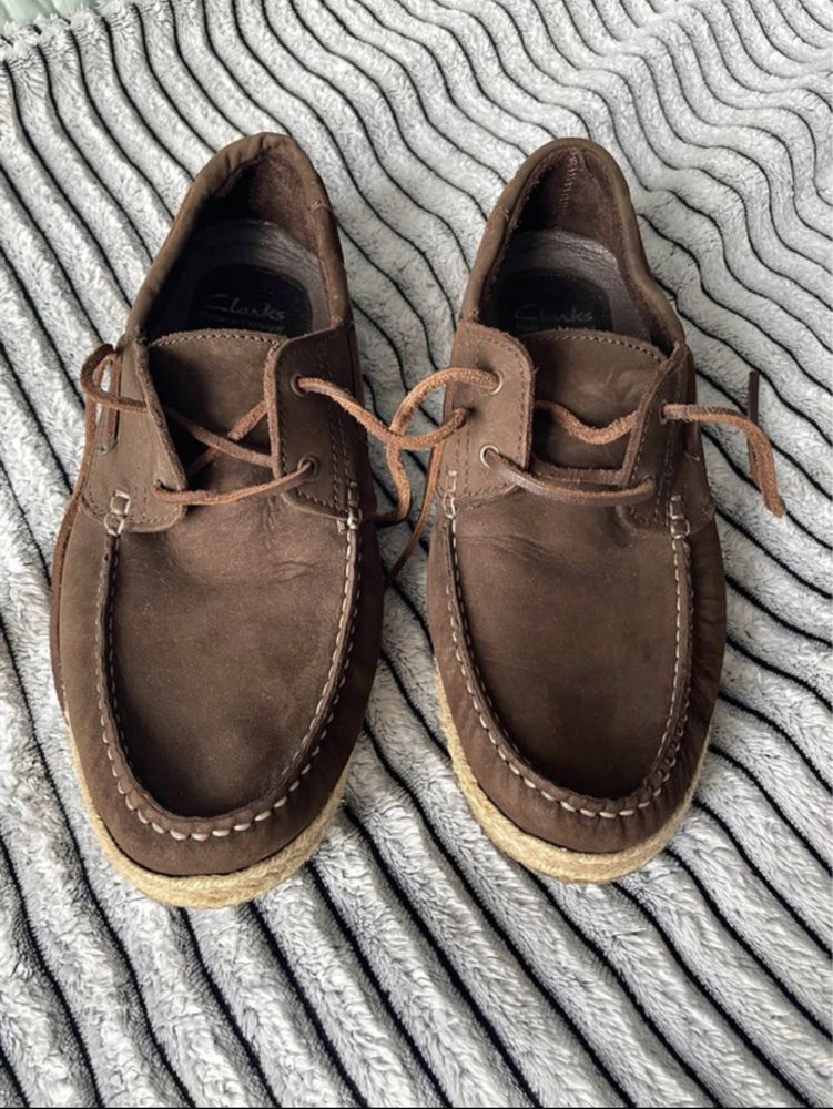 Clarks meskie skorzane buty mokasyny, espadryle, skóra zamszowa 9/42