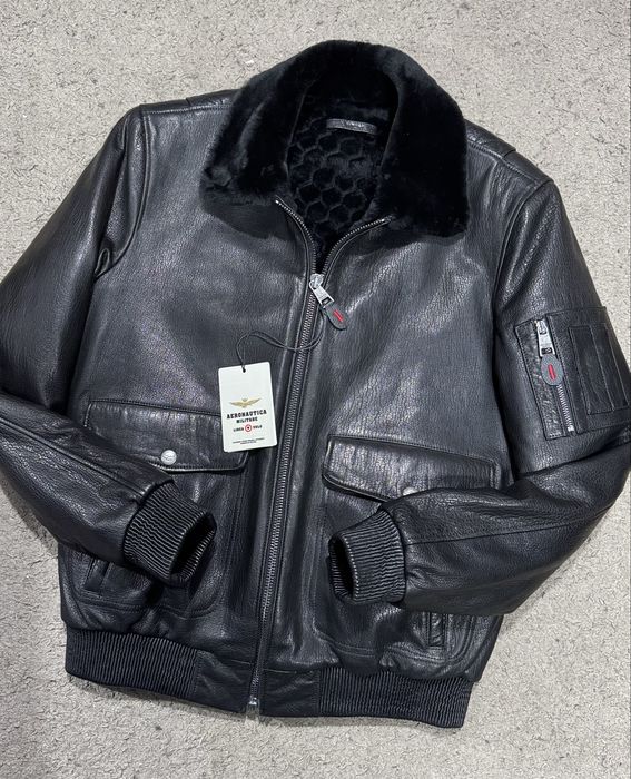 Зима ШКІРЯНІ Куртки AERONAUTICA MILITARE натуральна шкіра хутро!
