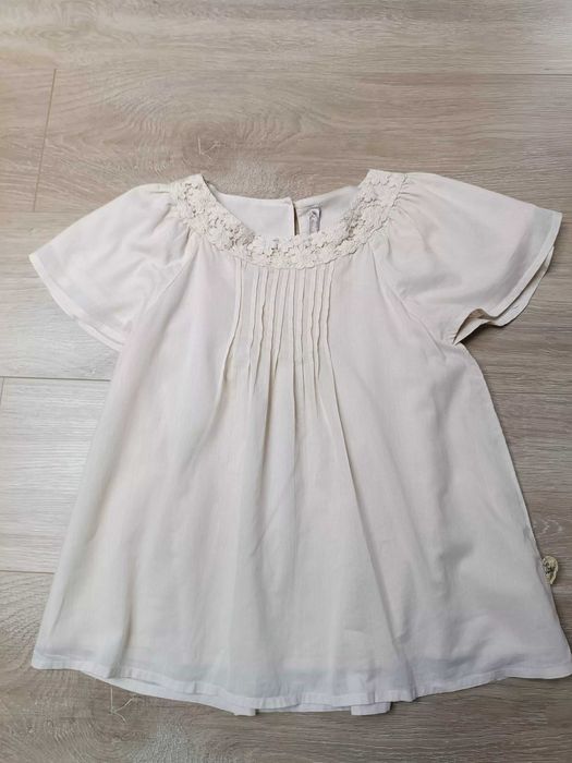 Beżowa rozkloszowana bluzka bawełna koronka 'Pomp de Lux' 140