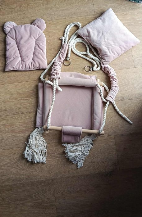 Huśtawka dla dzieci różowa Velvet