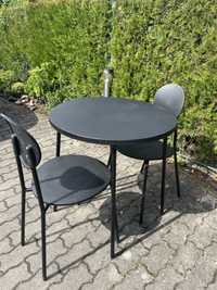 Stół z krzesłami czarny klasyczny 80cm