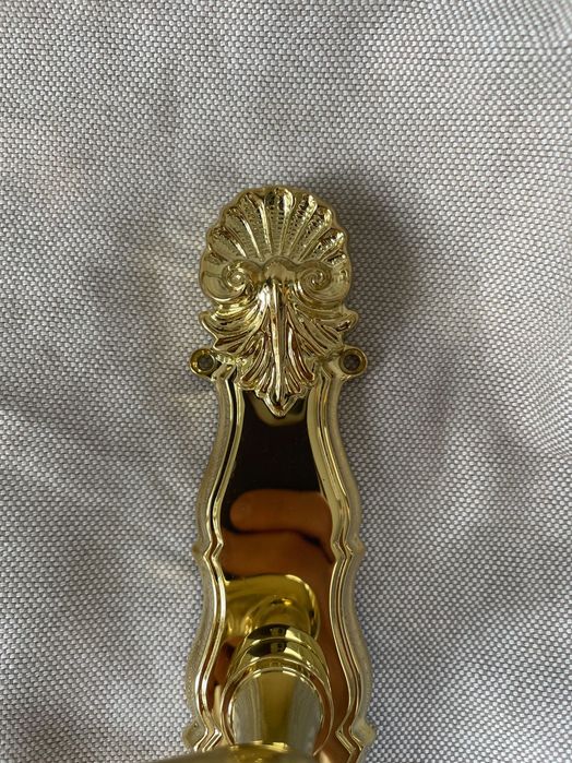 Klamka do drzwi - Szyld długi - Mosiądz PVD - Włoski barok