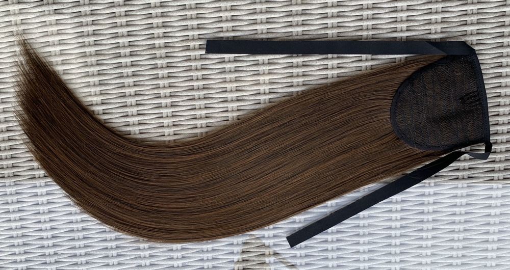 Premium Ultra włosy doczepiane, ciemny naturalny brąz, kucyk, ( 55 )