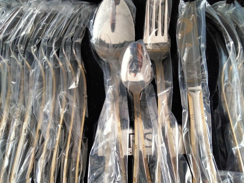 Faqueiro RSR banhado a prata e ouro