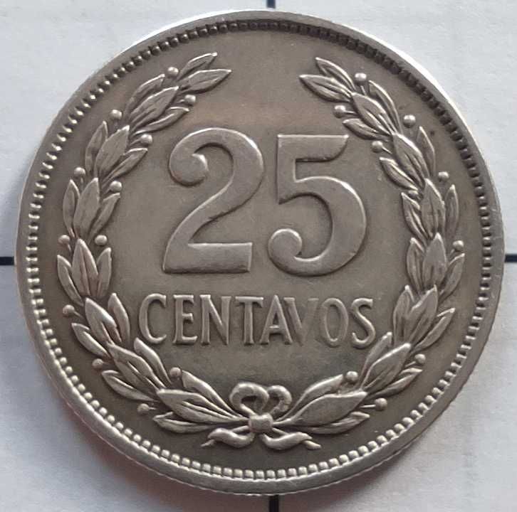 Moneta srebrna Salwador 25 Centavos 1944 rok srebro ag ładna