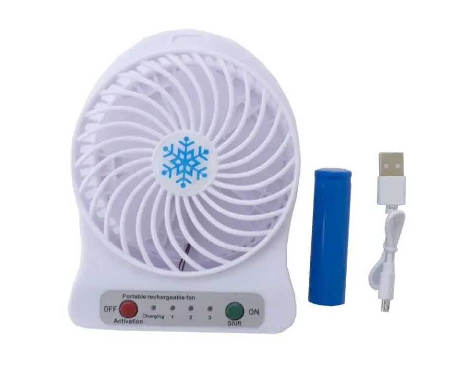 Мини вентилятор USB  настольный портативный аккумулятор 3 скорости