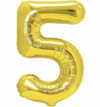 Balon urodzinowy cyfra 5 złota