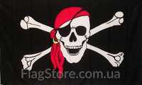 Пиратский флаг веселый Роджер в бандане Jolly Roger 90*60, 150*90 см