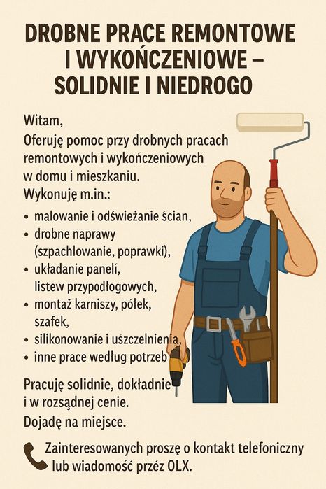 Drobne prace remontowe i wykończeniowe – solidnie i niedrogo