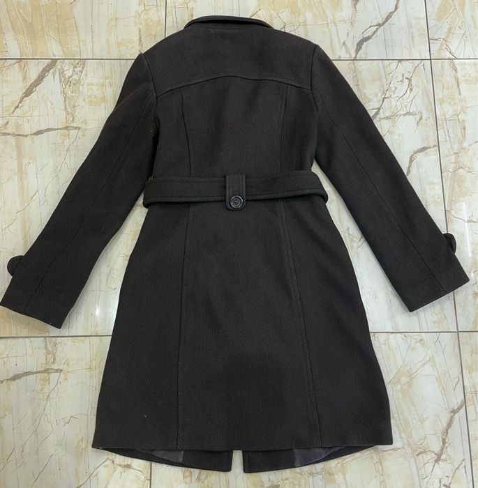 Жіноче пальто шоколадного кольору с-м s-m