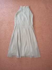 Elegancka sukienka blekitna  bez rękawów dla dziewczynki r.158