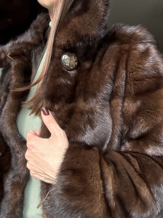 Норкова шуба-трансформер з капюшоном, р. 40