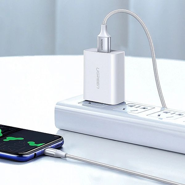 Kabel Ugreen Us288, 60132 Usb-a / Usb-c Qc 3.0/3a 1.5m - biały