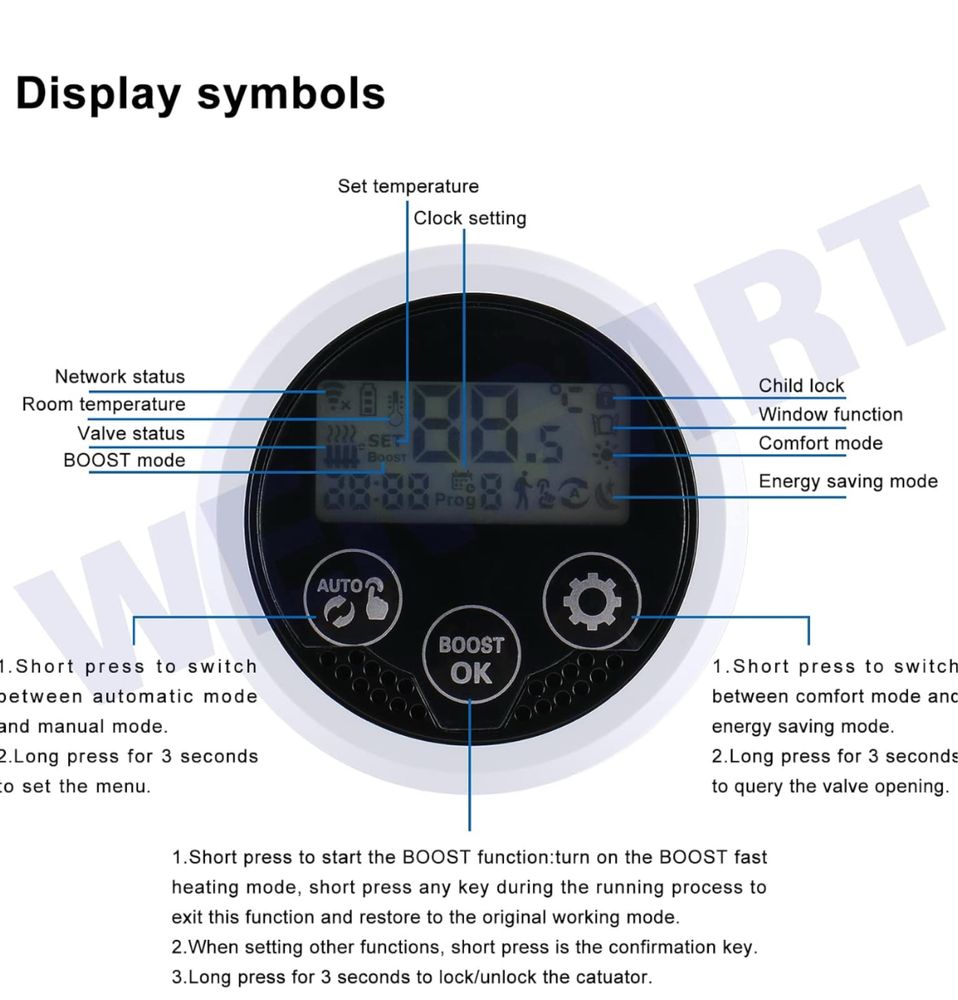 Wengart Zigbee WG366 Termostat grzejnikowy, programowalny TRV