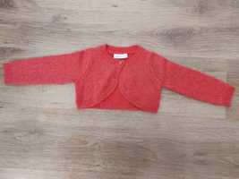Czerwony sweterek przeplatany włóknem metalizowanym rozmiar 74