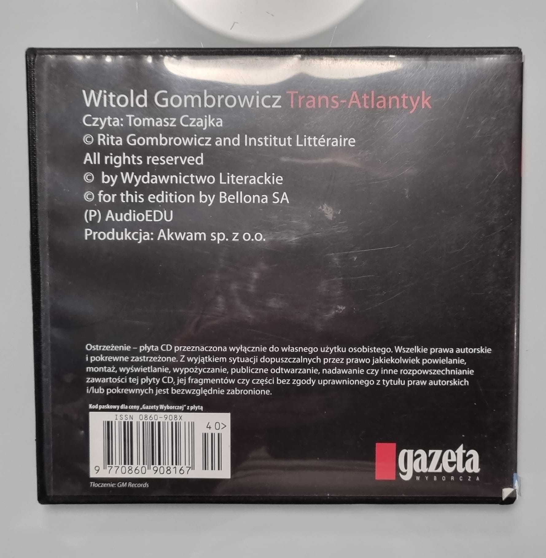 AUDIOBOOK Trans-Atlantyk Witold Gombrowicz lektura CD