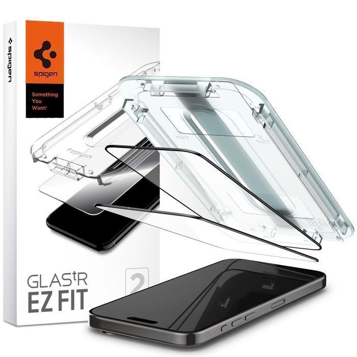 Szkło Hartowane Spigen Glas.tr EZ Fit 2-Pack do iPhone 15 Pro - Czarny