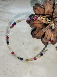 Kolorowa bransoletka kamienie rubin cyrkonia turmalin kwarc lapis sreb