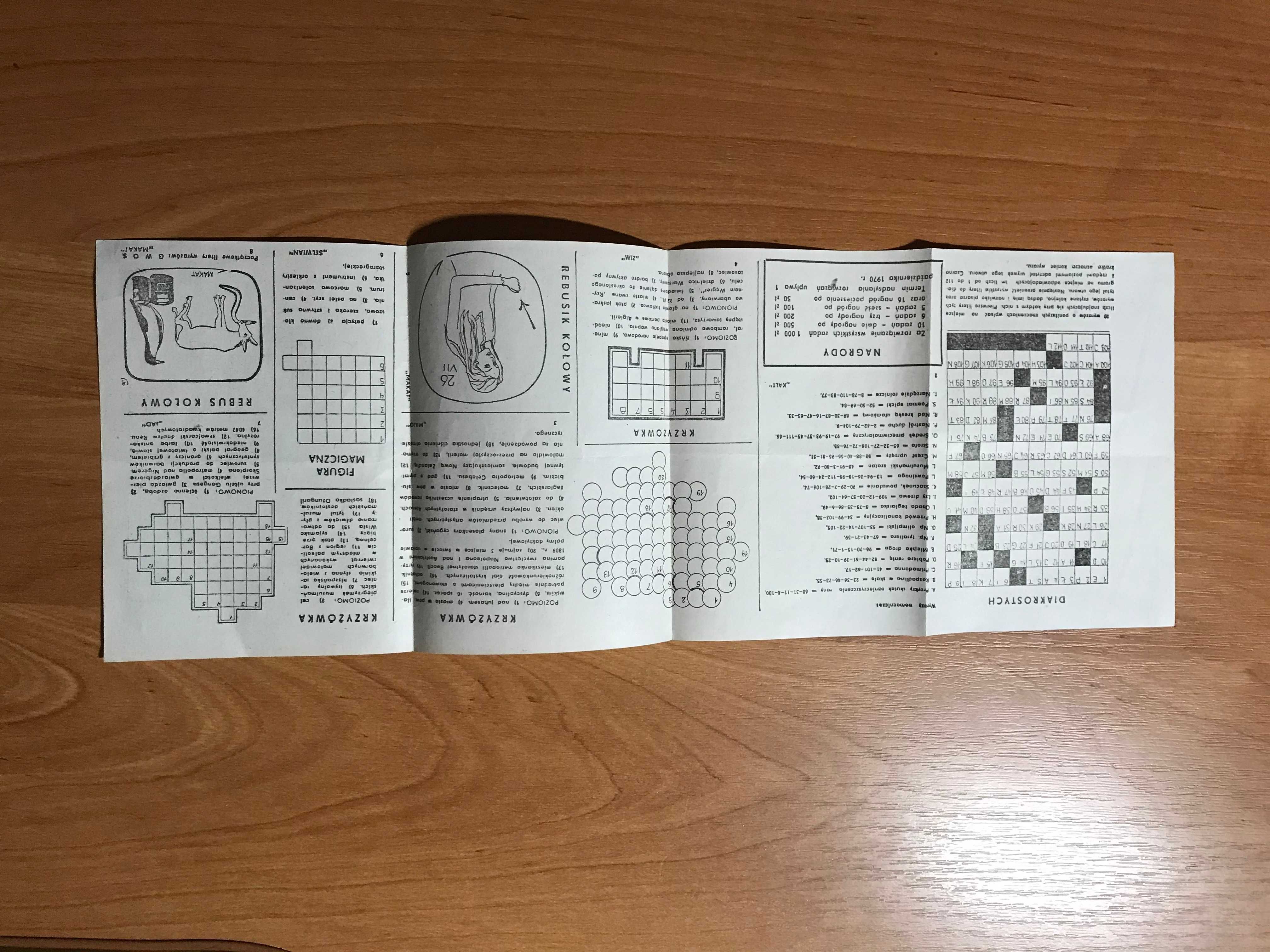 Mała krzyżówka wakacyjna lato  1970 pamiątki PRL Vintage