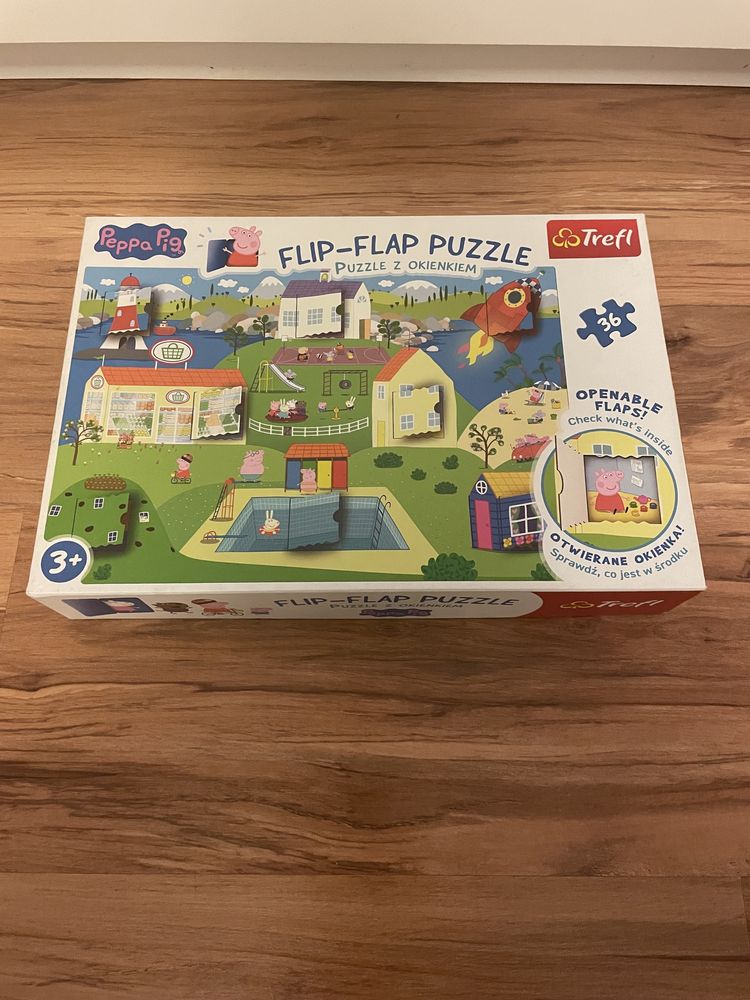 Puzzle Świnka Peppa z otwieranymi okienkami