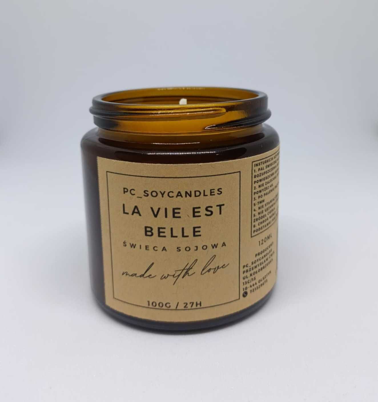Świeca Sojowa Zapachowa La Vie Est Belle 120ml 27h