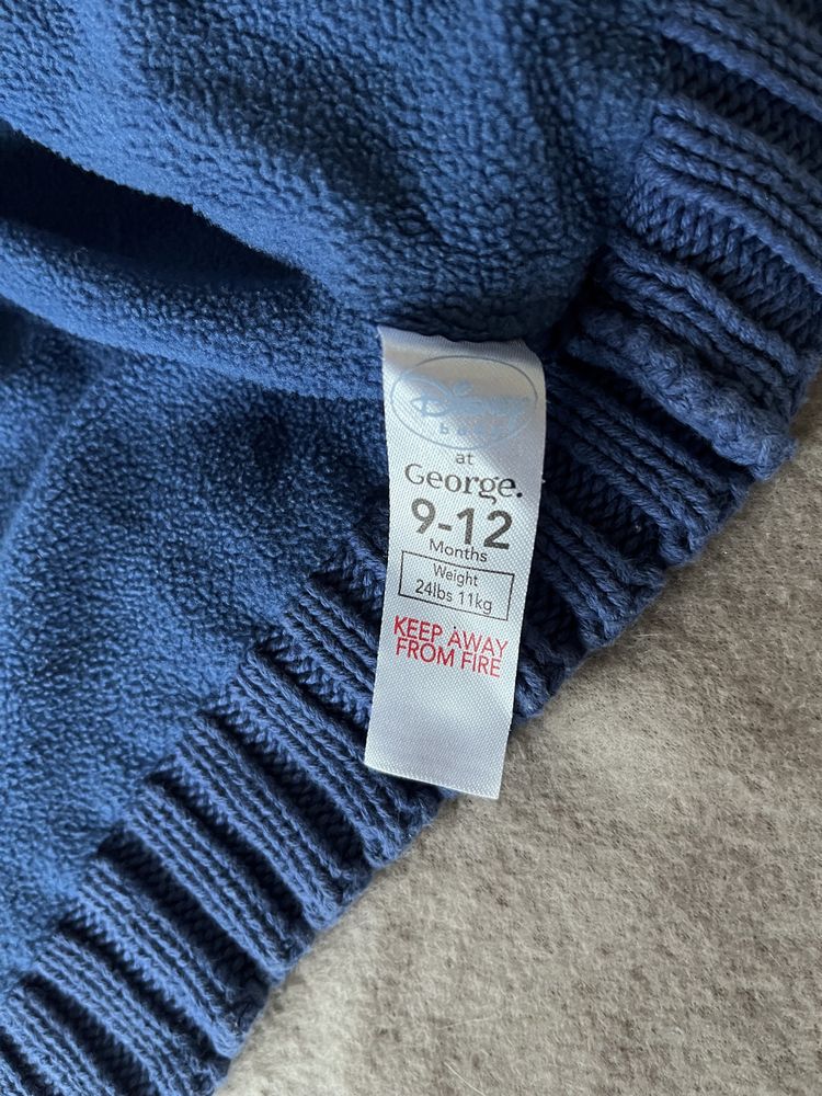Kurtka gruby sweter z polarem George 74 80 Tygrysek
