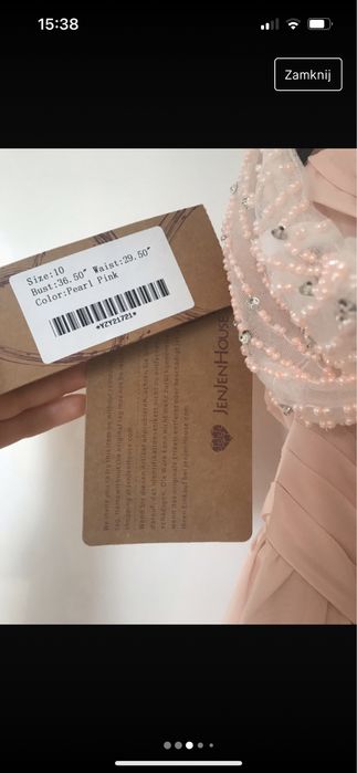 Sukienka nowa wesele długa M 38 pudrowy róż tiul metka tren