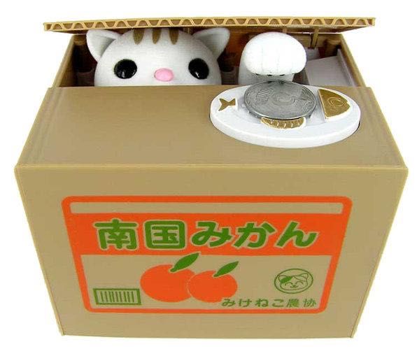 Скарбничка «кішка у коробці» на батарейках