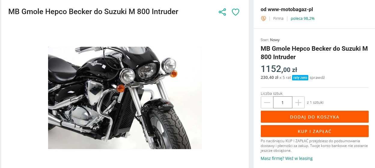 Suzuki M 800 Intruder GMOLE osłony rury HEPCO Becker