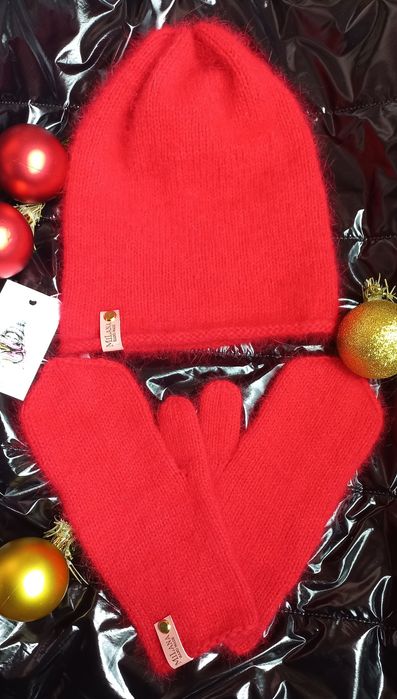 Шапочка і рукавички пухнасті , комплект