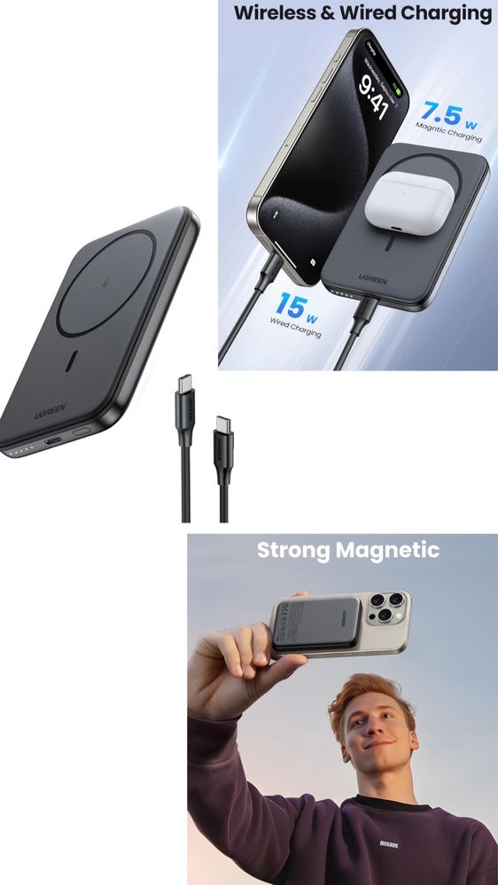 Повербанк Ugreen Power Bank 10000 mAh Magnet 7.5W (25919)