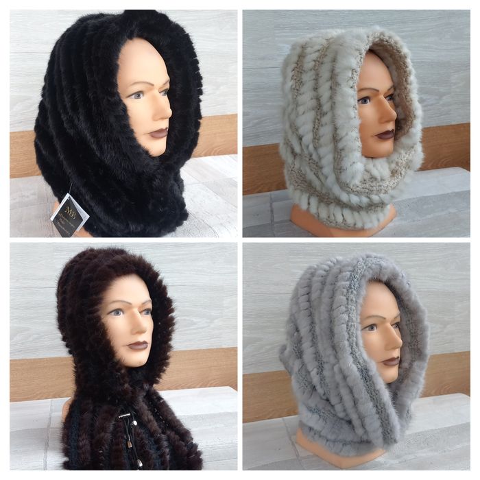 Капоры,платки,снуды,шапки-ушанки меховые женские