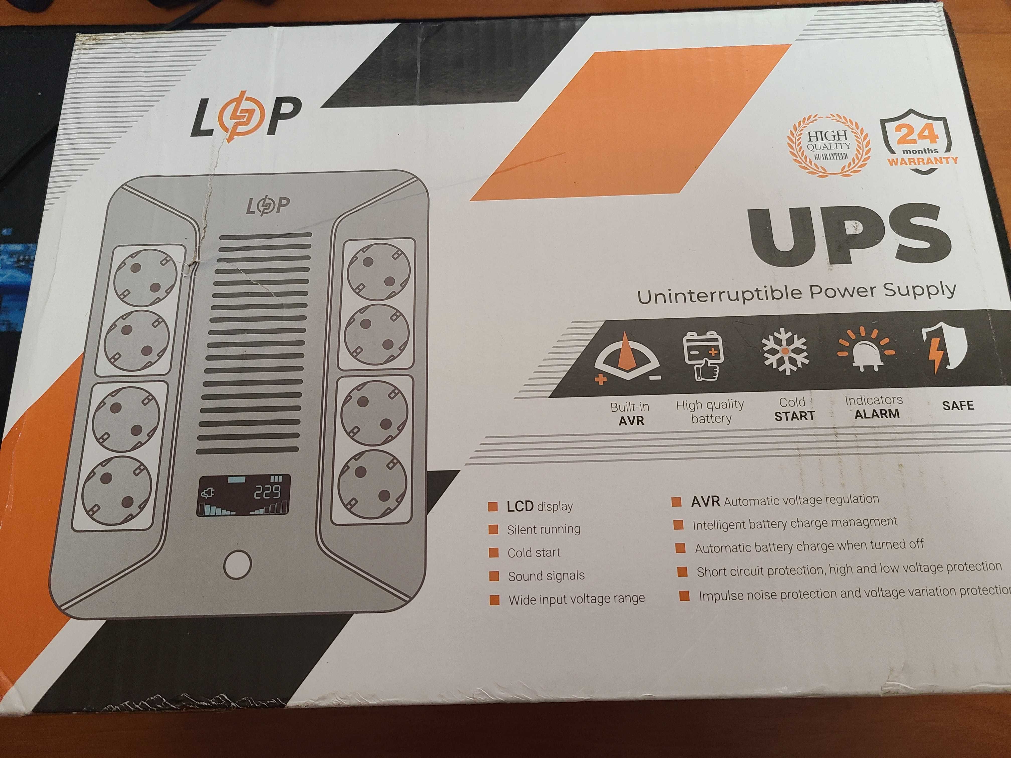ДБЖ LogicPower LP-UL1000VA-8PS (LP16162)
