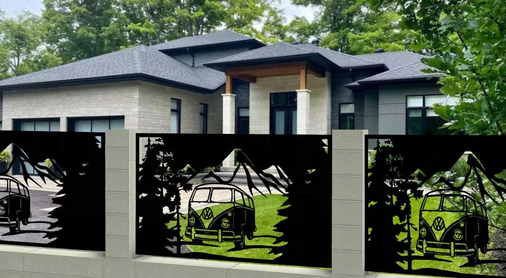 Ogrodzenie przęsło ogrodzeniowe wzory ozdobne CNC wizualizacja