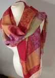 Długi szal w kratę Pashmina kaszmir + jedwab 70x180 orientalny szalik